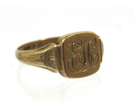 9ct Gents Signet Ring. Finger size 'W'   3.1g