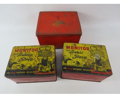 Two Vintage Monitor Travel stoves plus one by Omptimus.