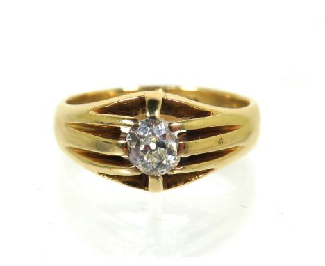 18ct Yellow Gold Ring set with a large Solitaire Diamond of approx 0.50pts.  Finger size 'R'   6.7g