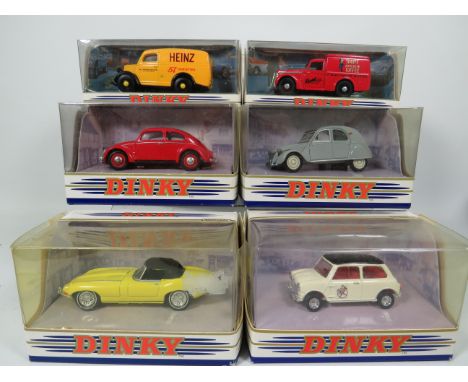 Six, Dinky by Matchbox 1:43 Scale Die Cast Metal Models of Classic cars etc.  All boxed and in unused condition. See photos f