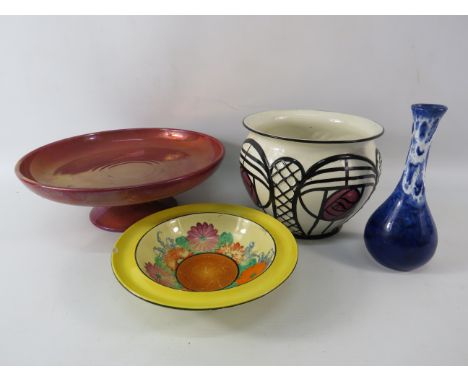 Mixed ceramics including Clarice cliff, Lorna Bailey and Pilkingtons Lancastrian.