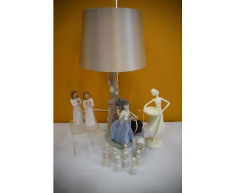 Mixed lot to include Nao Figurines and lamp. See photos.