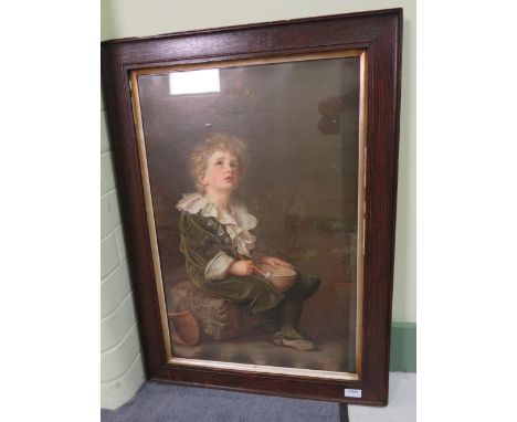 Oak framed vintage Lithograph of a Pears print bubbles, 33.5 by 25".