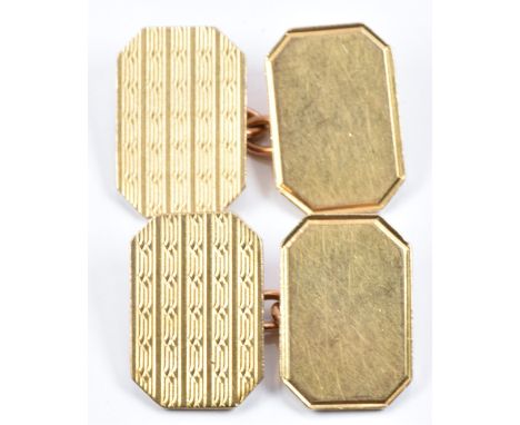 A pair of 9ct gold cufflinks with engine turned decoration,8g