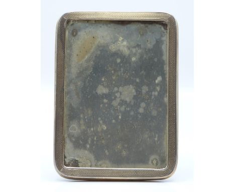 Asprey George V hallmarked silver easel backed travelling or hanging mirror with engine turned decoration, London 1923, 10 x 