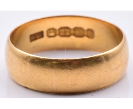 Victorian 22ct gold wedding band/ ring, Birmingham 1895, 6.4g, size R/S