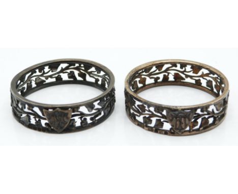 Victorian pair of hallmarked silver napkin rings with pierced foliate decoration, London 1889 maker&nbsp;George Wilkinson, we