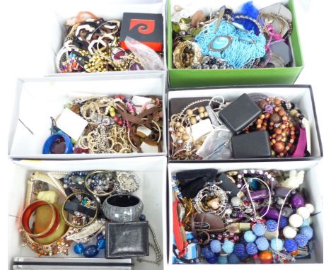 A collection of costume jewellery including beads, silver ring etc