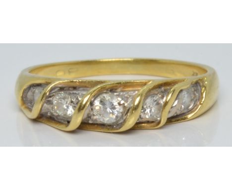 A 14k gold ring set with five diamonds, 3.0g, size M&nbsp;