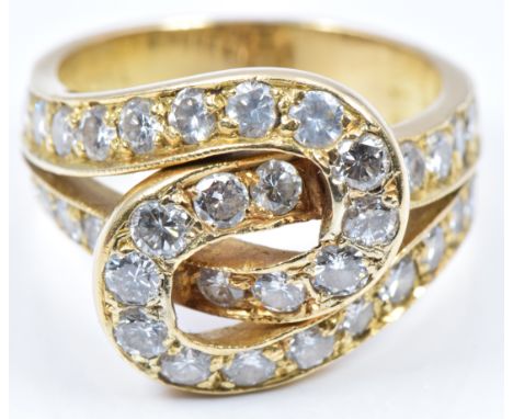 Cartier 18ct gold vintage 'love knot' ring set with 38 round cut diamonds, total diamond weight approximately 2.2ct, in origi