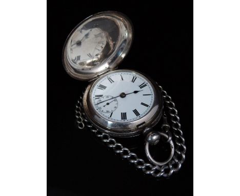International Watch Company (IWC) hallmarked silver full hunter pocket watch with inset subsidiary seconds dial, blued hands,