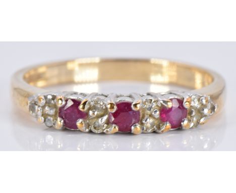 A 9ct gold ring set with rubies and diamonds, 2.3g, size N&nbsp;