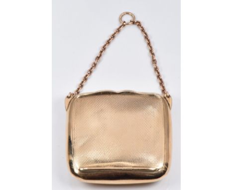Asprey of London 9ct gold purse/ compact with engine turned decoration, Chester 1915, 33g