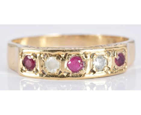 A 9ct gold ring set with rubies and cubic zirconia, 2.0g, size N&nbsp;