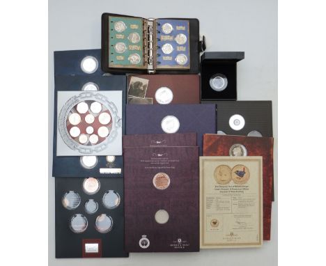 Harry Potter Gringotts coin album together with London Mint Office presentation packs, mostly with one coin, Royal Mint 2006 