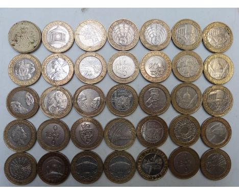 Thirty five collectable £2 coins to include London Olympics, Guy Fawkes, Darwin, Commonwealth Games, Florence Nightingale, WW