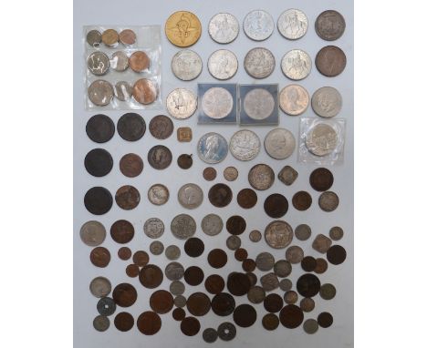 Coins including 1921 and 1922 US dollars, two 1935 crowns, Festival of Britain yachting medal and further foreign coinage inc