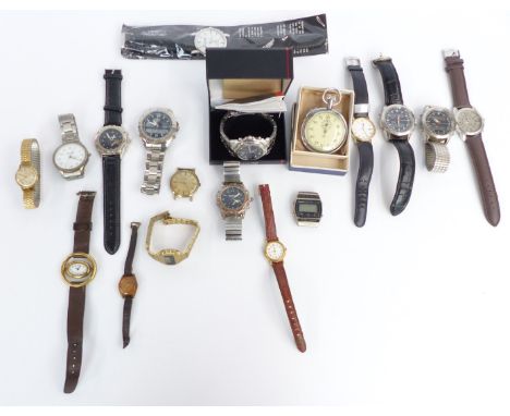 Eighteen ladies and gentleman's wristwatches including Accurist chronograph, Avia, Timex, digital chronographs, two Guinness 