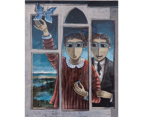 Yosel (Yosl) Bergner (Austrian 1920-2017): Through the Window, artists proof lithograph signed and initialled 67cm x 55cm Con