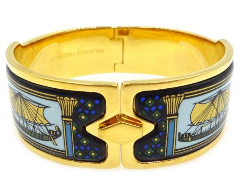 Michaela Frey Team gilt and enamel hinged bangle, Egyptian ship design Condition Report & Further Details Click here for furt