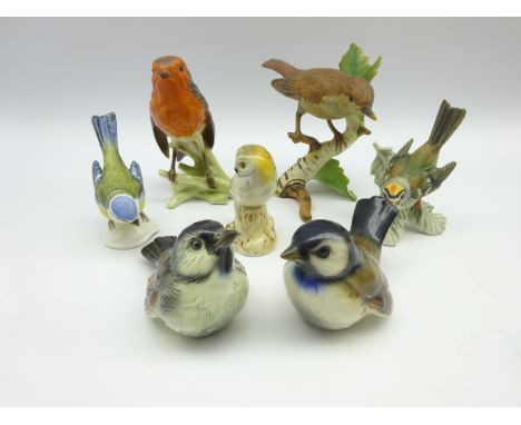 Seven Goebel birds including a Robin, Blue Tit, Owl and four others (7) Condition Report & Further Details Click here for fur