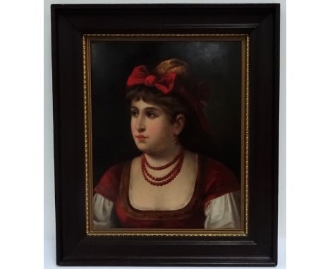 Riche (Continental early 20th century): Portrait of a Young Woman, oil on panel signed 52cm x 41cm   Condition Report & Furth