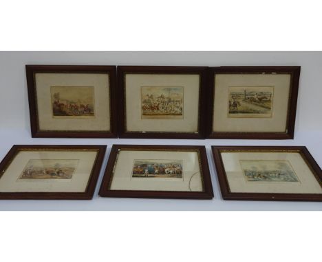 After Henry Alken et al. (19th century): Hunting scenes, six aquatint engravings by E Duncan, pub R Ackermann 1837, 13cm x 18