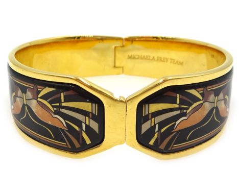 Michaela Frey Team gilt and enamel hinged bangle, butterfly design Condition Report & Further Details Click here for further 