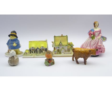 Royal Worcester figure 'June' modelled by S.V Williams & J.S Bray, two Coalport houses, Coalport figure of Paddington, Copenh