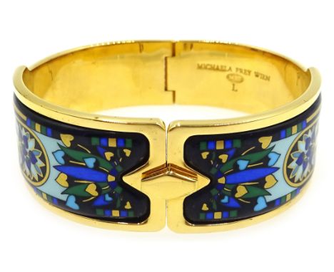 Michaela Frey Wien gilt and enamel hinged bangle, Egyptian design  Condition Report & Further Details Click here for further 