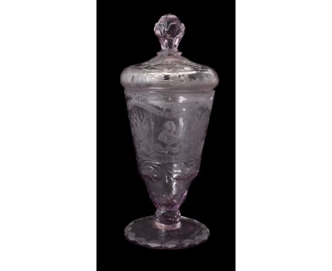 A German royal armorial cut and engraved goblet and cover, first quarter 18th century, attributed to the workshop of Elias Ro