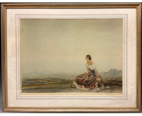 Sir William Russell Flint RA RSW PRWS, after, (British, 1880-1969), ‘The Distant Gaze’, signed in pencil lower right margin, 