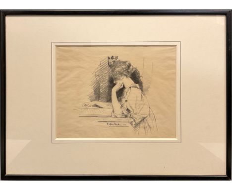 Sir Lawrence Alma-Tadema, O.M., R.A., by and after, ‘Study of a Young Lady Reading’ signed within the plate, lithograph, 23cm