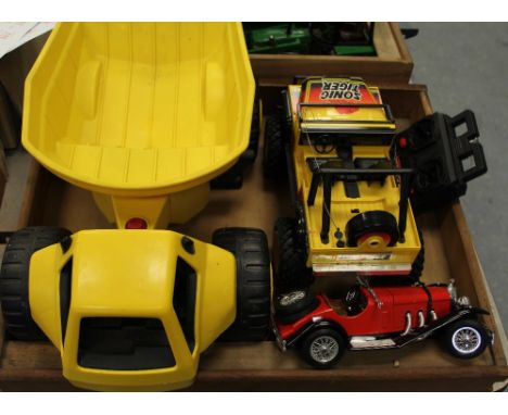 Remote control Jeep, toy car & little Tykes dump truck