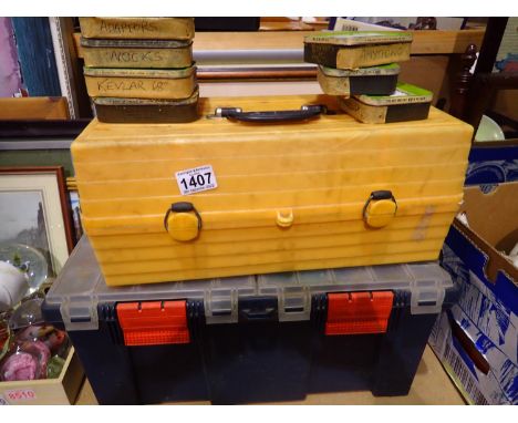 Two tool boxes of mixed Archery equipment and accessories to include arrow heads etc. Not available for in-house P&amp;P 