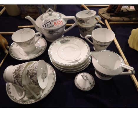 Noritake silver and white tea set. Not available for in-house P&amp;P 