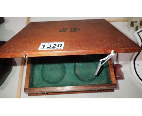 Vintage scratch built lined wooden box for four pocket watches inscribed JB. P&amp;P Group 1 (£14+VAT for the first lot and £