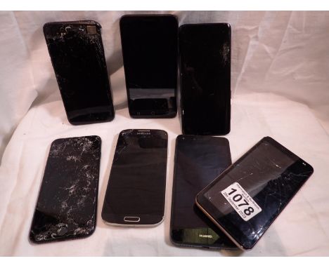 Seven mixed phones to include two iPhone 8, two Samsung, LISA Sumapit and others. P&amp;P Group 1 (£14+VAT for the first lot 