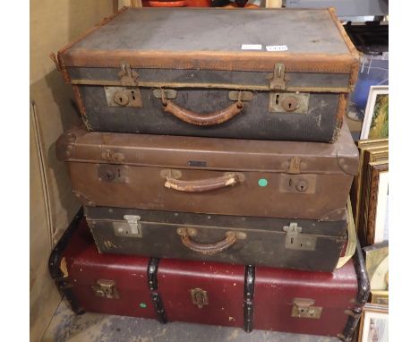 Four vintage suitcases, largest size 90 x 50 x 30 cm. Not available for in-house P&amp;P 