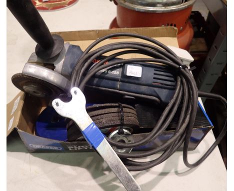 Suction lifter and angle grinder. All electrical items in this lot have been PAT tested for safety and have passed. This does