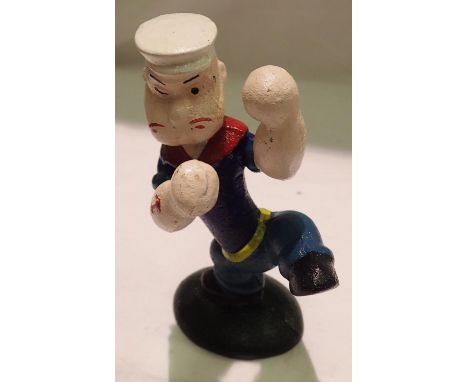 Cast iron boxing Popeye, H: 12 cm. P&amp;P Group 1 (£14+VAT for the first lot and £1+VAT for subsequent lots) 
