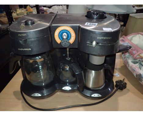 Morphy Richards filter espresso coffee maker. All electrical items in this lot have been PAT tested for safety and have passe
