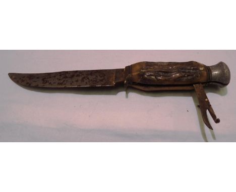 Antler handled knife made by Fagan. P&amp;P Group 1 (£14+VAT for the first lot and £1+VAT for subsequent lots) 