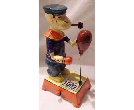 Cast iron boxing Popeye, H: 12 cm. P&amp;P Group 1 (£14+VAT for the first lot and £1+VAT for subsequent lots) 