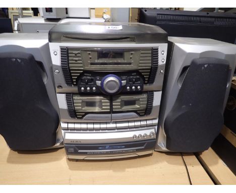 Alba CD midi system with two speakers. All electrical items in this lot have been PAT tested for safety and have passed. This