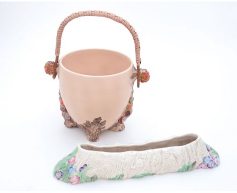 Clarice Cliff for Wilkinson, a 'My Garden' ice bucket, together with a flower trough (2) 