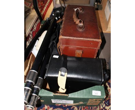 A vintage Sinar camera with tripod and accessories 