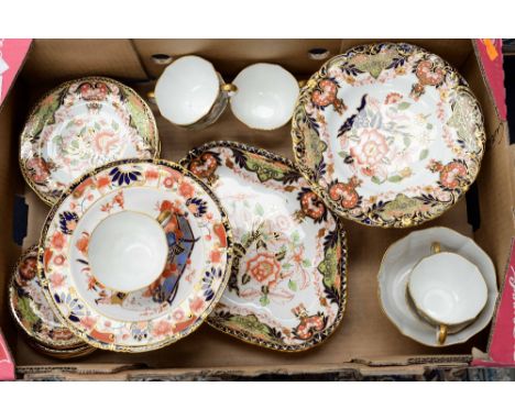 A Royal Crown Derby Imari tea set, pattern 8145, comprising comport, six cups and saucers, six side plates, bowl, large dish,