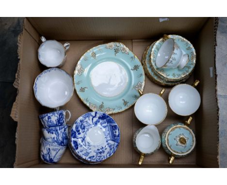 A Royal Crown Derby 'Mikado' part tea set, comprising six cups, six saucers, six side plates and one sugar bowl, together wit