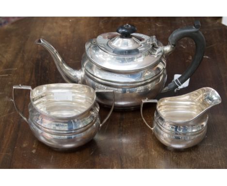 A George V silver three piece bachelors tea service maker S. Blanckensee and Sons Ltd, hallmark Birmingham 1927, gross weight